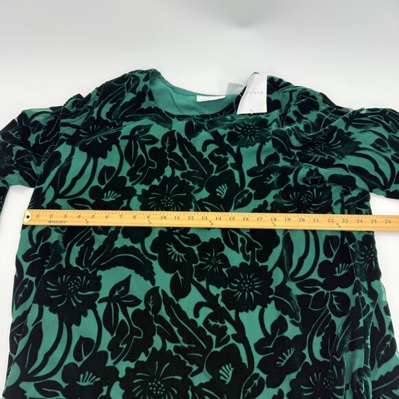 New SILK LORE Womens Green Velvet Burnout Shirt Size 2X Relaxed Corporate Goth - Picture 5 of 6